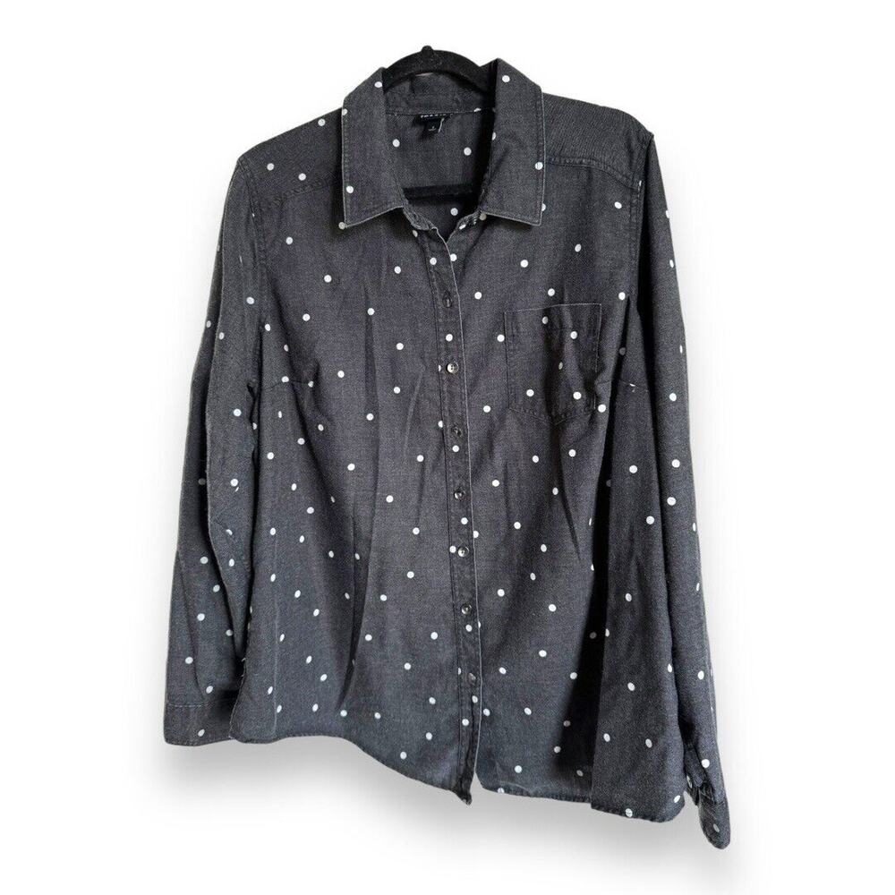 Torrid Womens Blouse Sz 1 1X 14 16 Taylor Gray Polka Dot Relaxed Fit Button Up - Picture 4 of 9